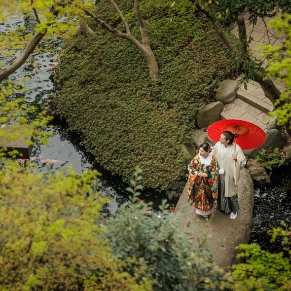 八芳園の日本庭園での撮影イメージ写真1